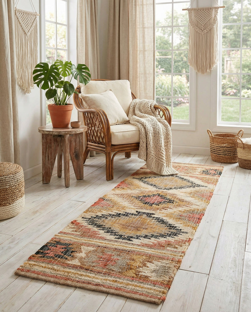 Desert Weave Jute Collection Area Rug - Sahara Runner Multi  lifestyle 55