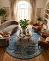 Mykonos Manor Collection Area Rug -  Tinos (Blue) Round Blue  lifestyle 64