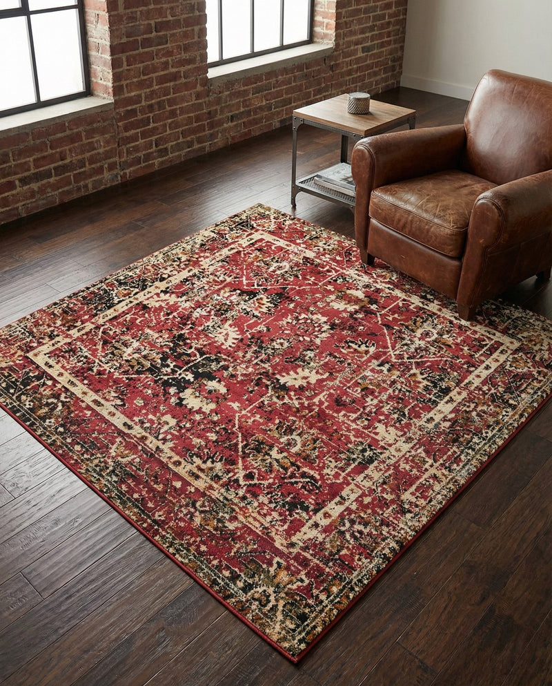 Neptune Elegance Collection Area Rug -  Galatea (Burgundy) Square Burgundy  lifestyle 56
