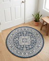 Tribal Terrace Treasures Collection Area Rug -  Incan Isle (Blue) Round Blue  lifestyle 31