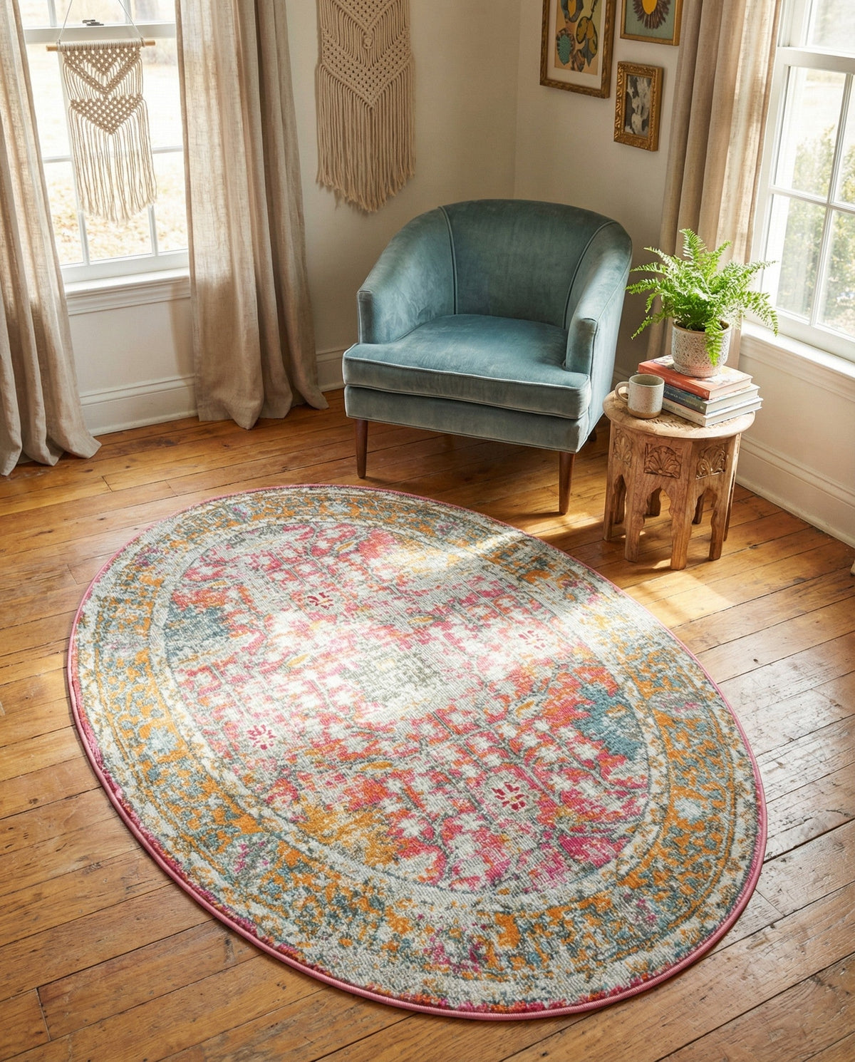 Arcadia Rugs Collection Area Rug -  Olympus Oval Pink  lifestyle 165