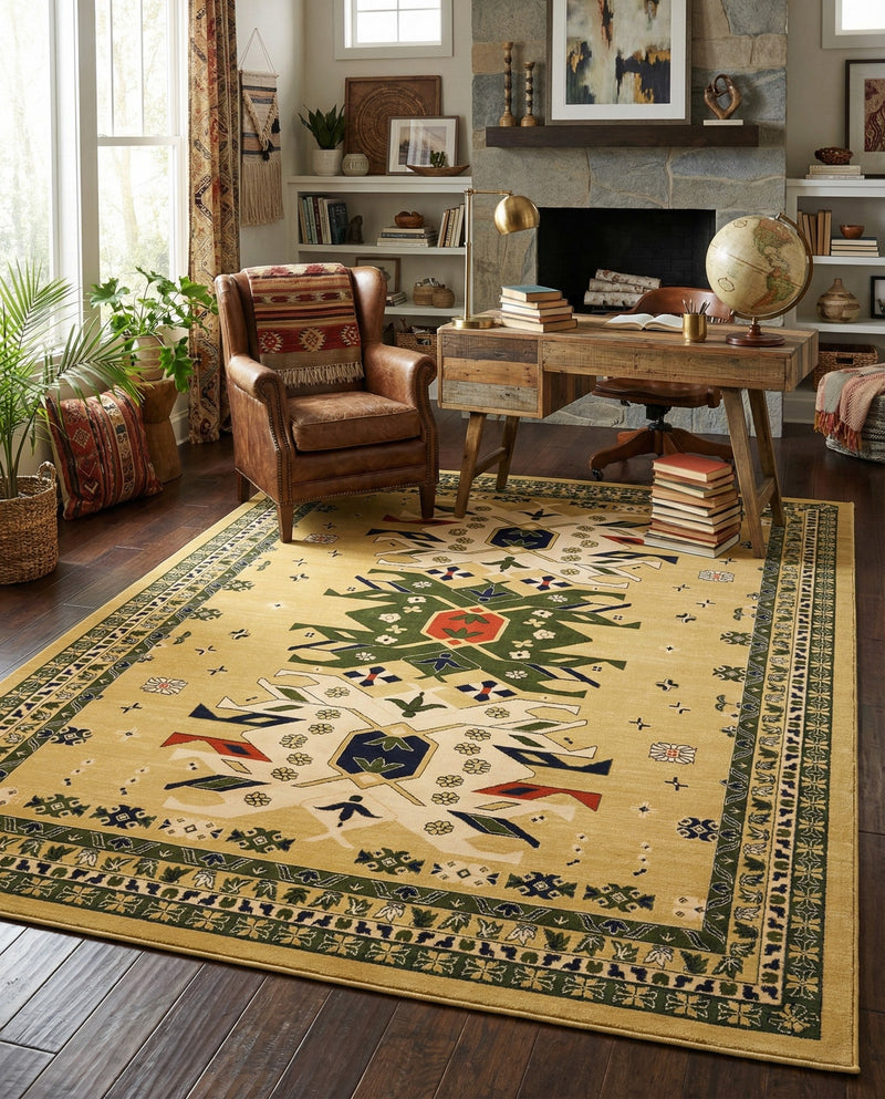 Tabriz Tapestries Collection Area Rug - Azerbaijan (Cream) Rectangle Cream  lifestyle 9