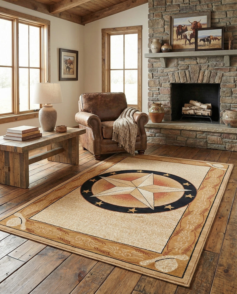 Frontier Trails Collection Area Rug - Redwood Rectangle Ivory Brown  lifestyle 47