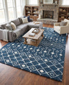 Berber Lattice Shag Collection Area Rug - Atlas (Navy Blue) Rectangle Navy Blue  lifestyle 13