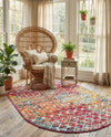 Mediterranean Lattice Collection Area Rug - Santorini (Multi) Oval Multi  lifestyle 77