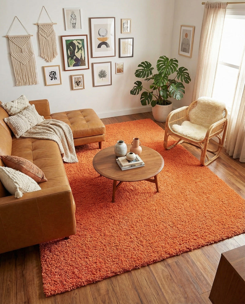 Plush Oasis Collection Area Rug - Serenity (Tiger Orange) Rectangle Tiger Orange  lifestyle 25