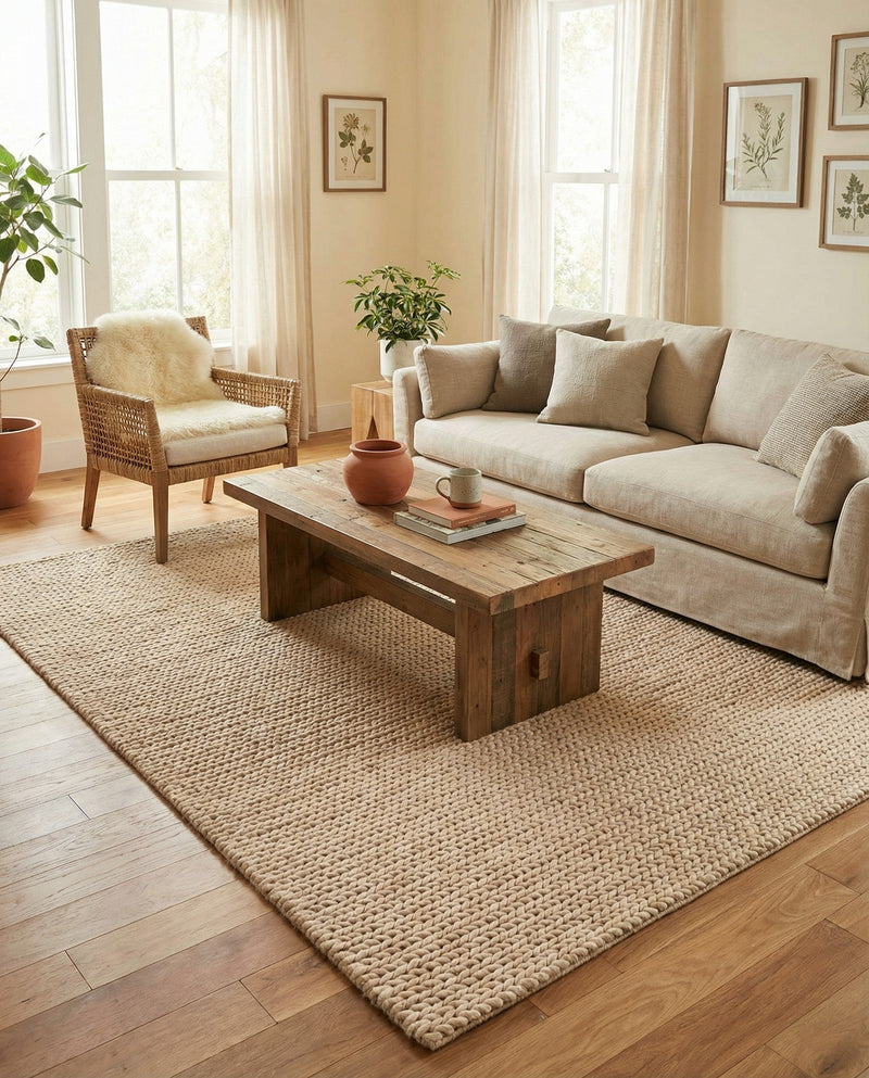 Lana Tasmanian Wool Collection Area Rug - Waitomo Rectangle Taupe  lifestyle 44