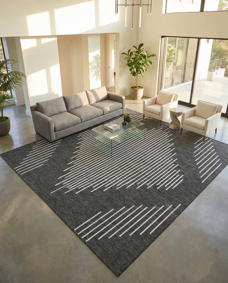 Urban Terrace Collection Area Rug -  Chelsea (Charcoal Gray) Square Charcoal Gray  lifestyle 72