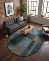 Autumn Meadow Collection Area Rug -  Sycamoreside (Blue Gray) Oval Blue Gray  lifestyle 36