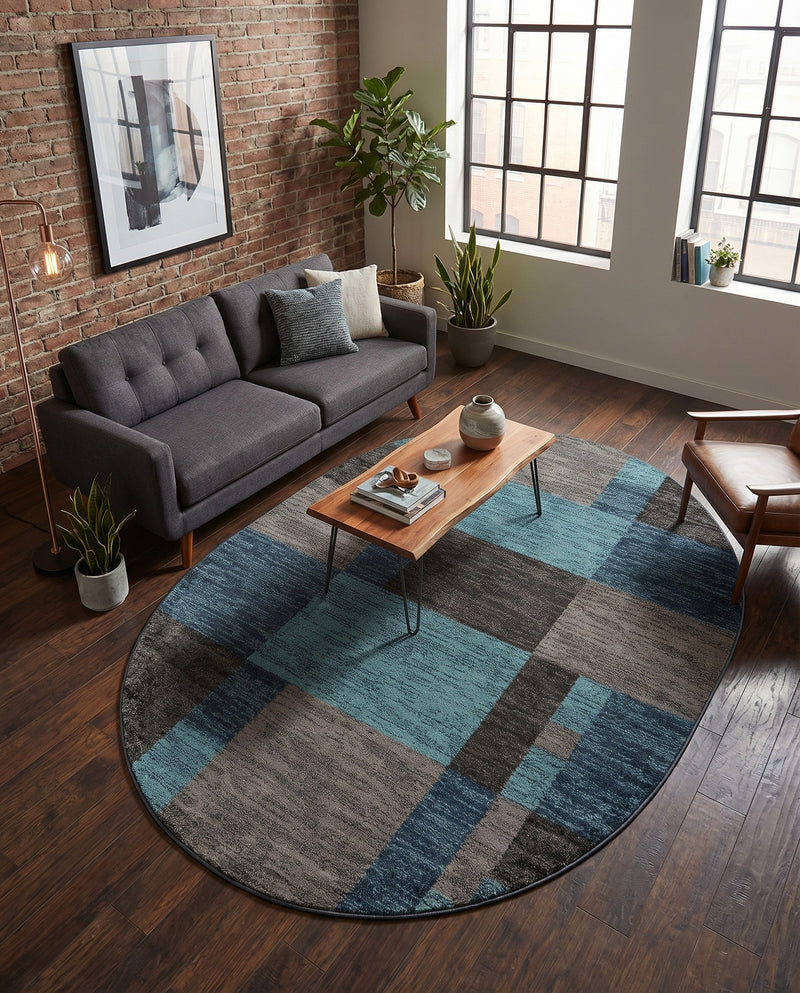Autumn Meadow Collection Area Rug -  Sycamoreside (Blue Gray) Oval Blue Gray  lifestyle 36