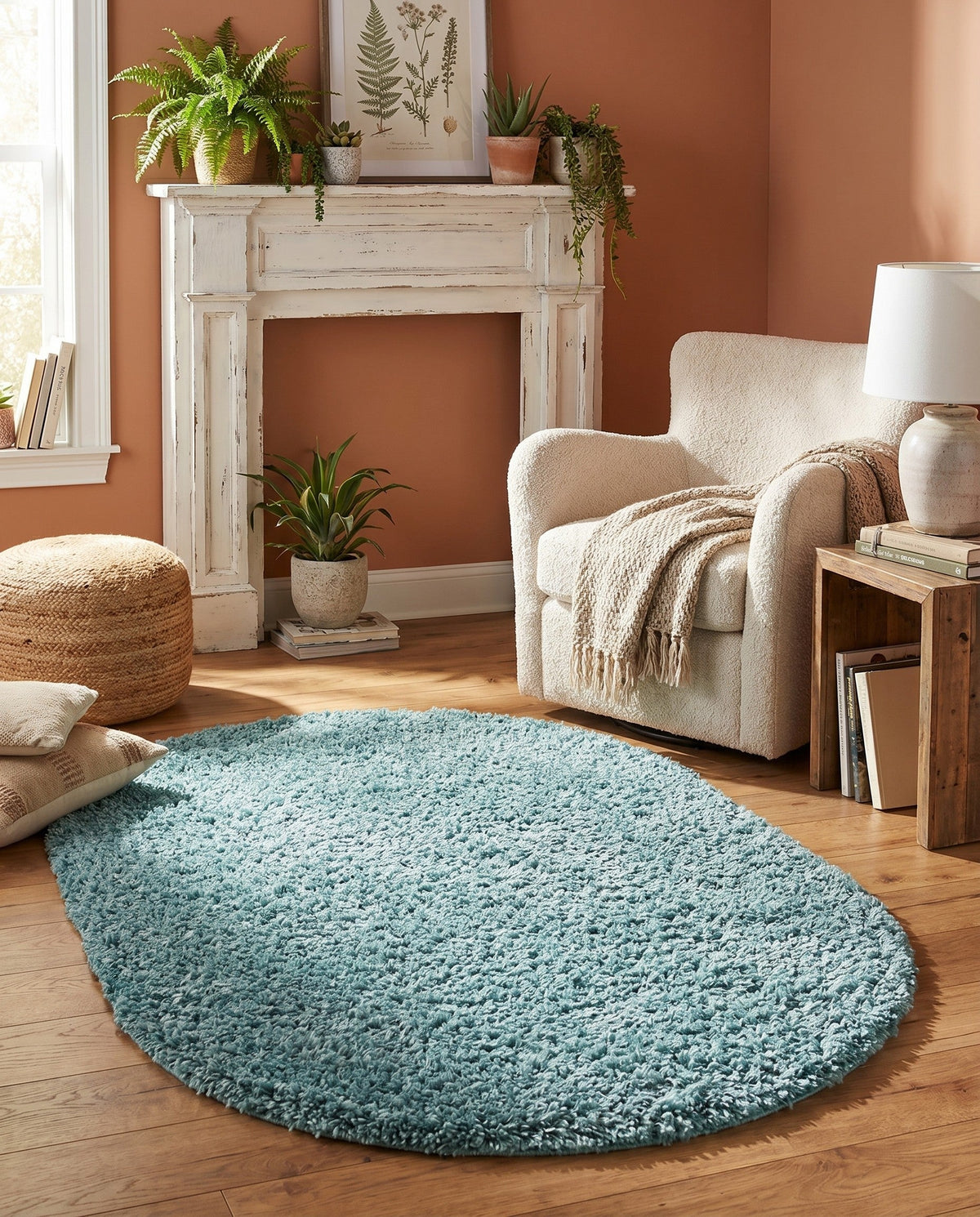 Alpine Plush Collection Area Rug -  Cortina (Aqua) Oval Aqua  lifestyle 55