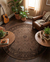 Horizon Collection Area Rug -  Apex (Brown) Round Brown  lifestyle 54