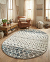 Mediterranean Lattice Collection Area Rug -  Casablanca (Ivory Gray Blue) Oval Ivory Gray Blue  lifestyle 25