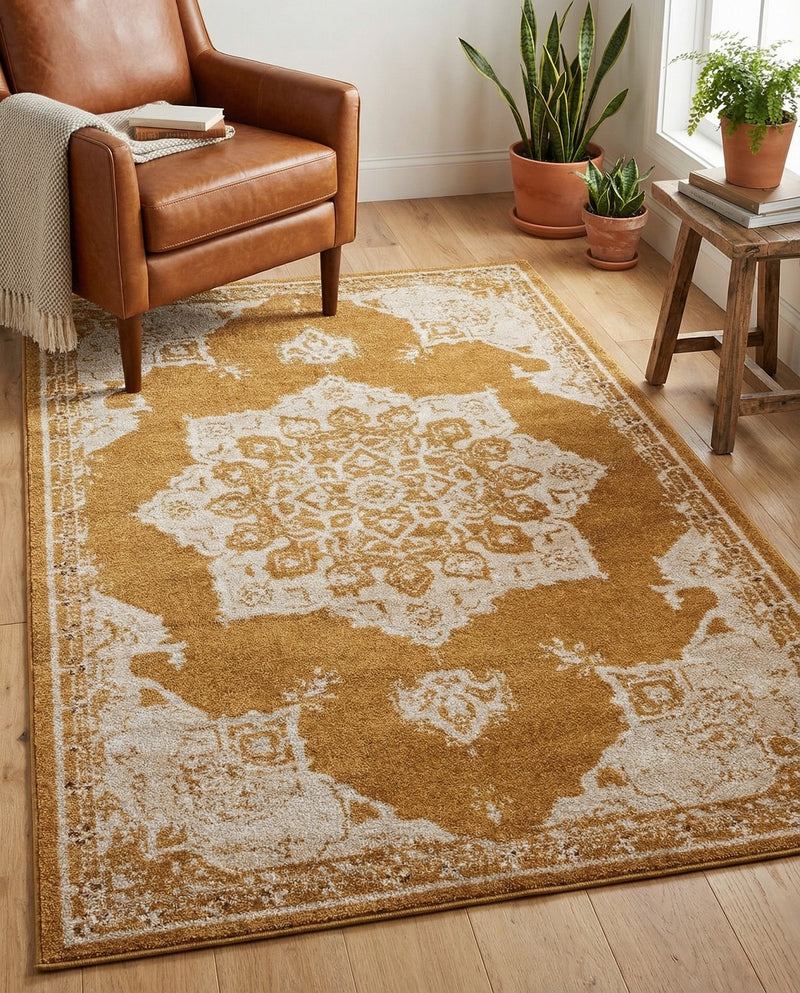 Eden Oasis Collection Area Rug -  Tranquility (Yellow) Rectangle Yellow  lifestyle 18
