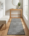 Seaside Stripes Collection Area Rug - Cabana (Charcoal) Runner Charcoal  lifestyle 25
