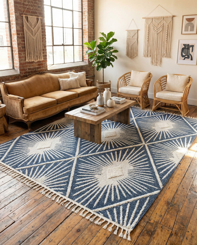 Sahara Chic Collection Area Rug - Marrakech Rectangle Blue  lifestyle 34