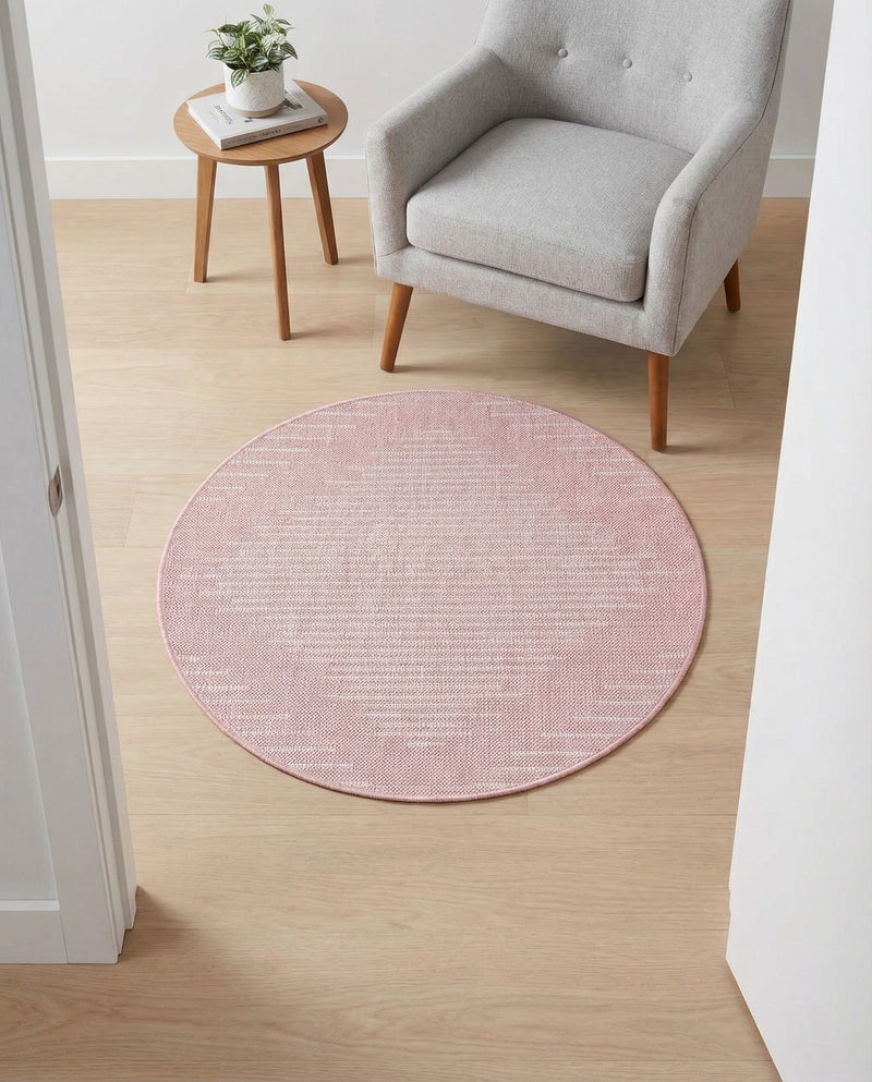 Urban Terrace Collection Area Rug -  Chelsea (Pink) Round Pink  lifestyle 68