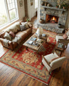 Persian Elegance Collection Area Rug - Isfahan Rectangle Red  lifestyle 8