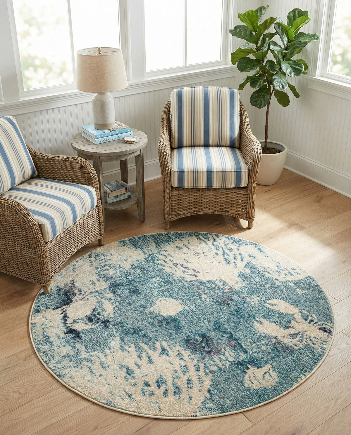 Sorrento Shores Collection Area Rug -  Vico Round Light Blue  lifestyle 150
