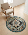 Outdoor Marrakesh Collection Area Rug -  Essaouira Round Navy Blue  lifestyle 27