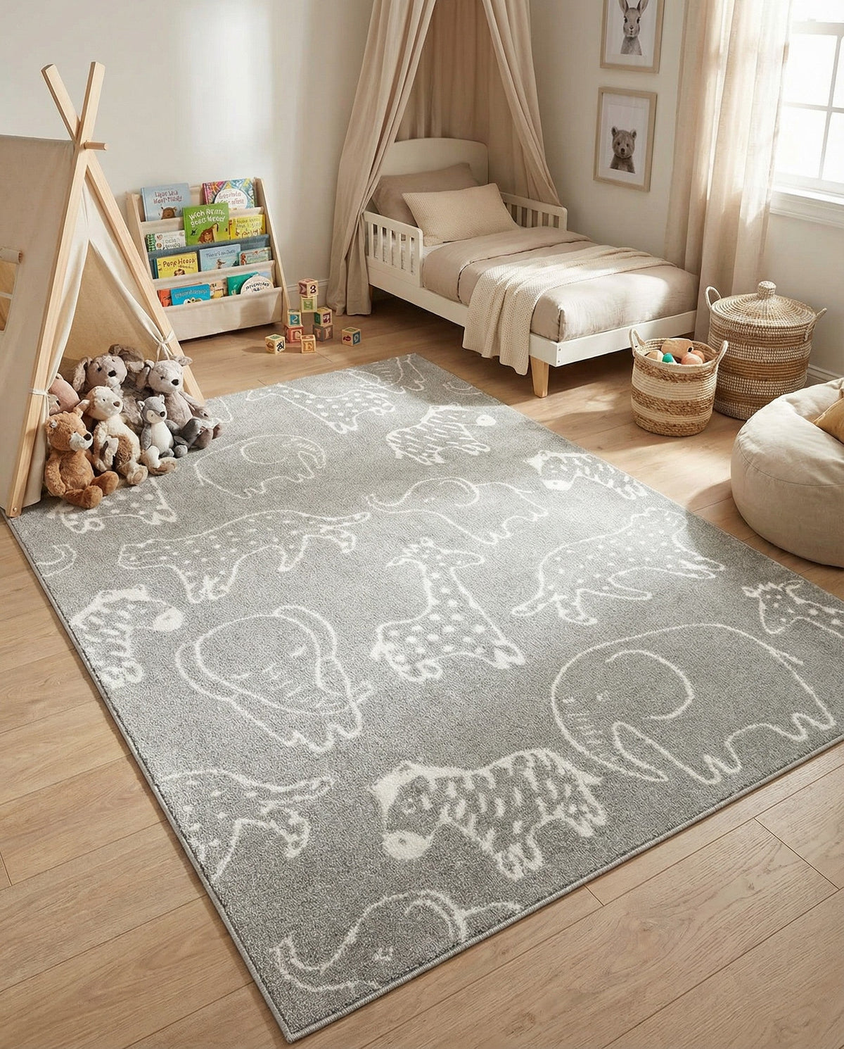 Wonder Tykes Collection Area Rug -  Spectrum Rectangle Gray  lifestyle 68