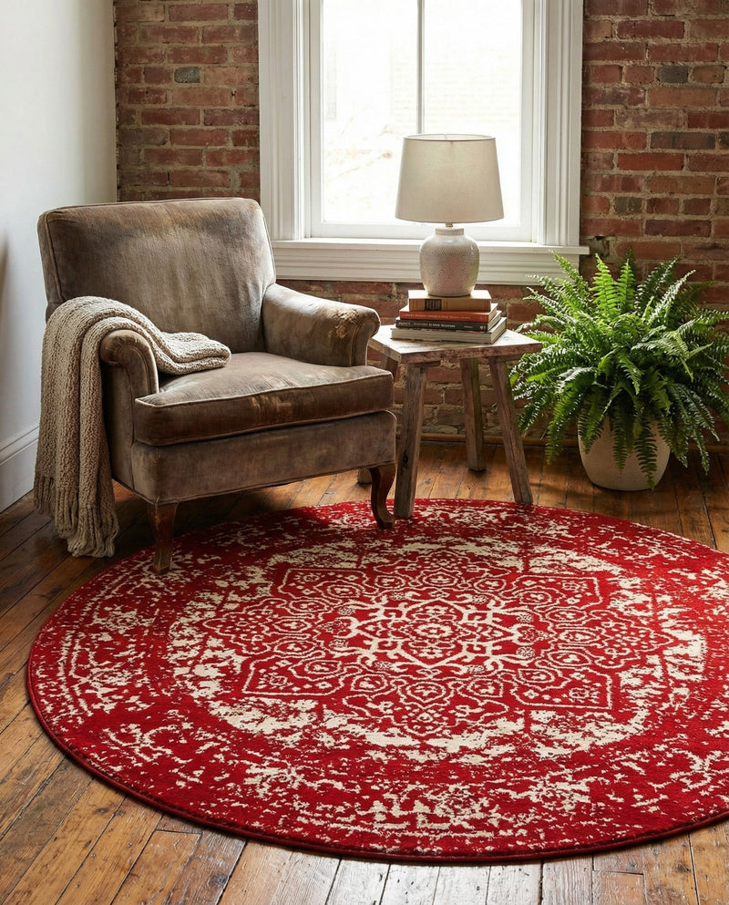 Georgetown Rugs Collection Area Rug - Dupont (Red) Round Red  lifestyle 69