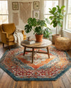 Savannah Soiree Collection Area Rug - Serengeti (Rust Red) Octagon Rust Red  lifestyle 56