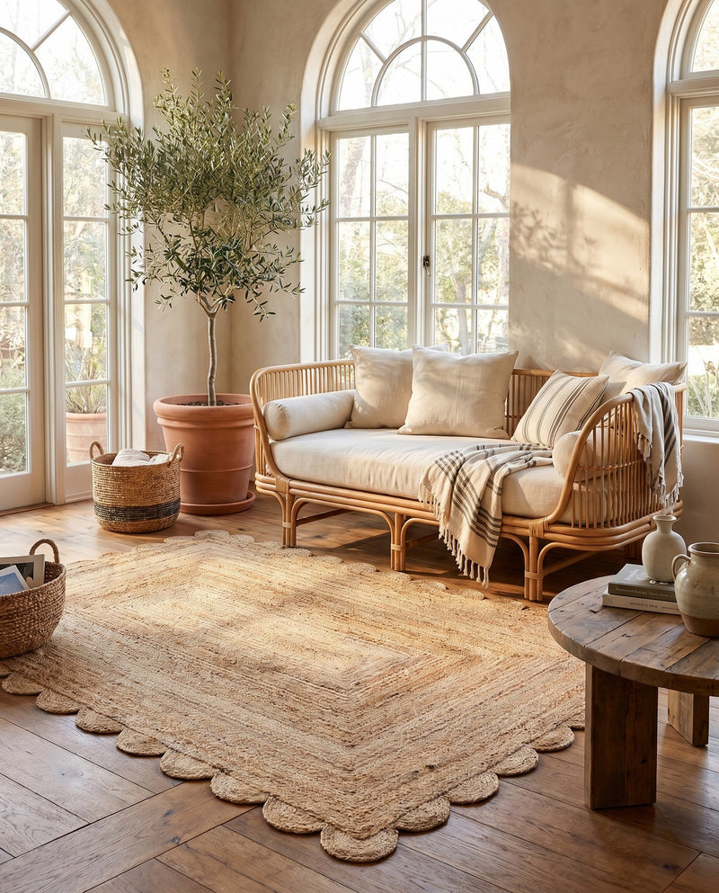 Serenity Braided Jute Collection Area Rug - Seaside Rectangle Natural  lifestyle 26