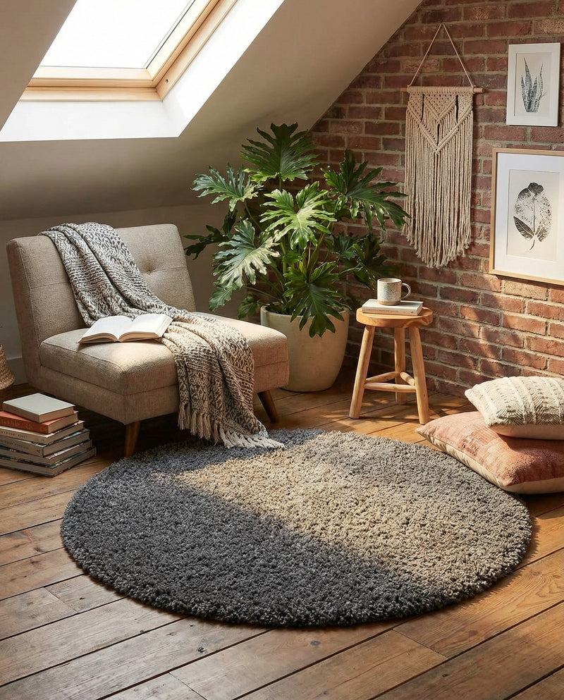 Plush Oasis Collection Area Rug - Serenity (Graphite Gray) Round Graphite Gray  lifestyle 61