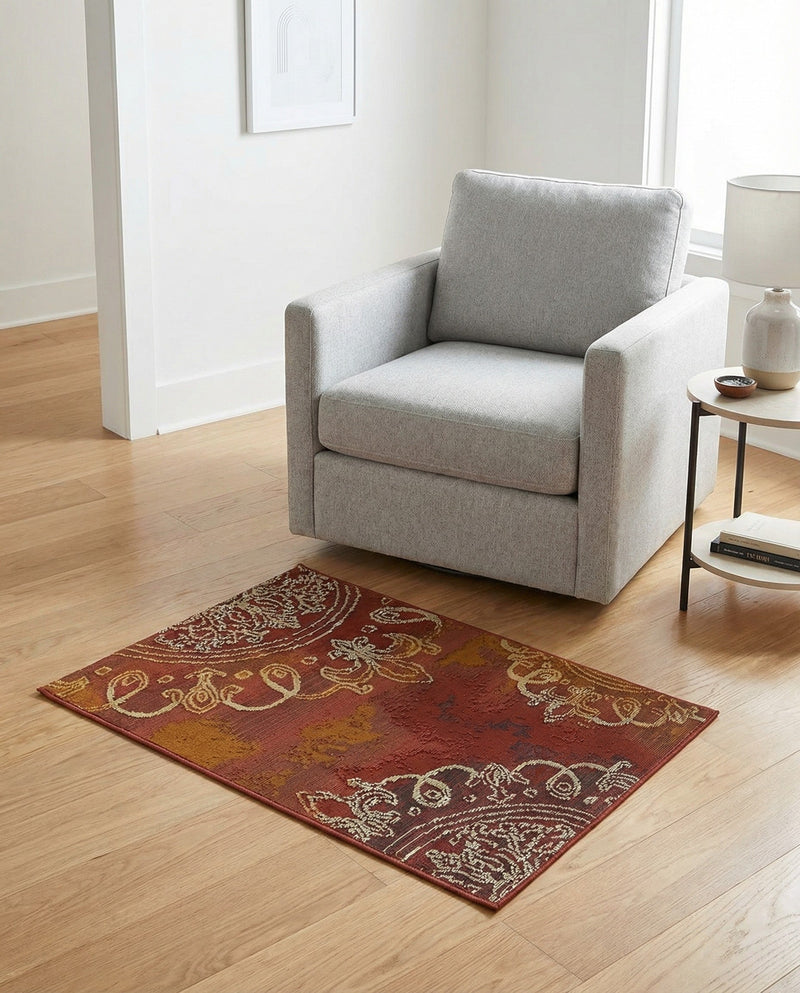 Urban Terrace Collection Area Rug -  Veranda Rectangle Rust Red  lifestyle 21