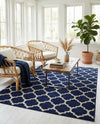 Lattice Gardens Collection Area Rug -  Bloomfield (Dark Blue) Rectangle Dark Blue  lifestyle 10