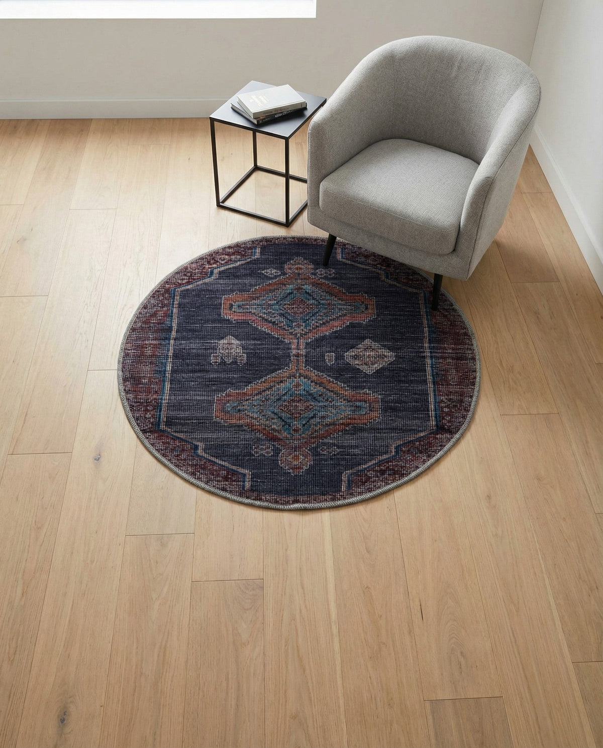 Rovaniemi Collection Area Rug - Lapland Round Charcoal and Gray  lifestyle 84