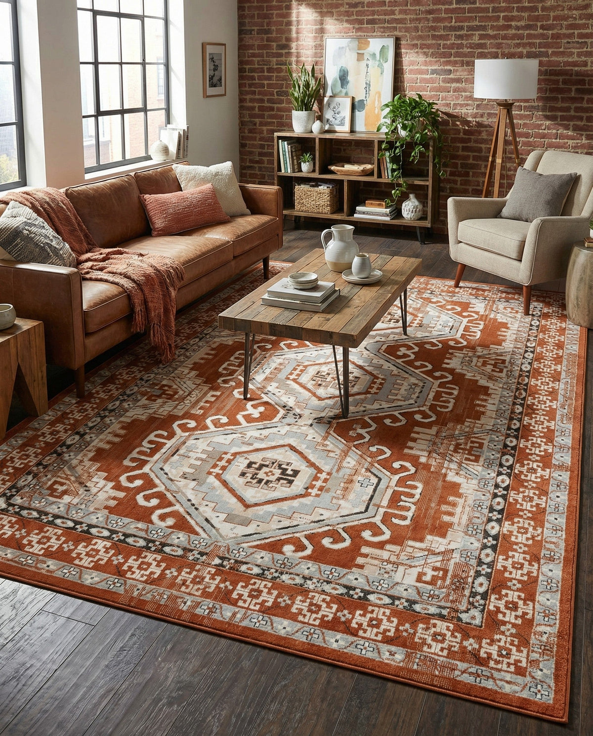 Savannah Elegance Collection Area Rug -  Tybee (Terracotta) Rectangle Terracotta  lifestyle 12