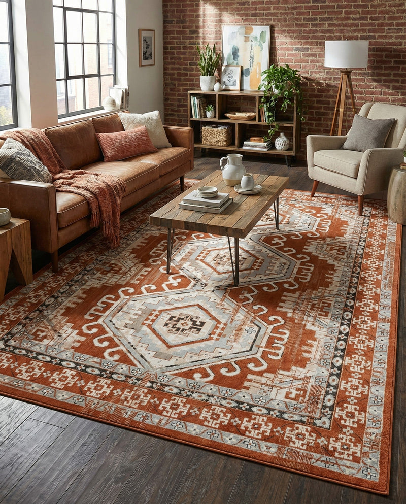 Savannah Elegance Collection Area Rug -  Tybee (Terracotta) Rectangle Terracotta  lifestyle 12