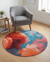 Urban Terrace Collection Area Rug -  Patio Round Gray and Pink  lifestyle 56
