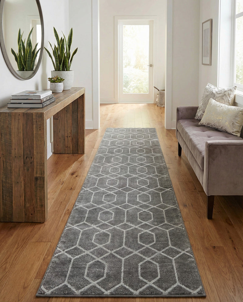 Hollywood Luxe Collection Area Rug - Sunset (Gray Silver) Runner Gray Silver  lifestyle 37