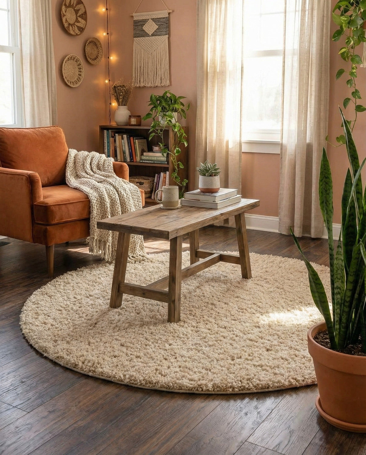 Alpine Plush Collection Area Rug -  Cortina (Linen) Round Linen  lifestyle 83