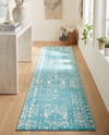 Brighton Stripes Collection Area Rug - Sussex (Light Blue) Runner Light Blue  lifestyle 76
