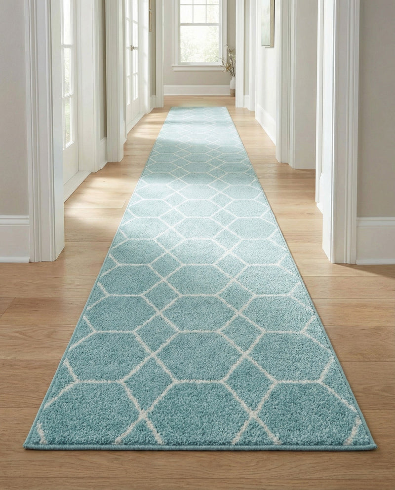 Trellis Mosaic Collection Area Rug - Arborville (Light Blue) Runner Light Blue  lifestyle 34