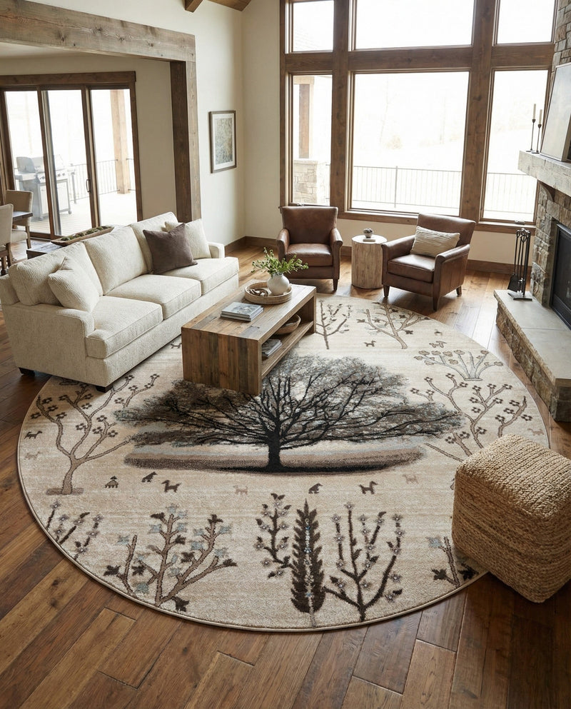 Coastal Haven Collection Area Rug -  Coastline Round Beige  lifestyle 64