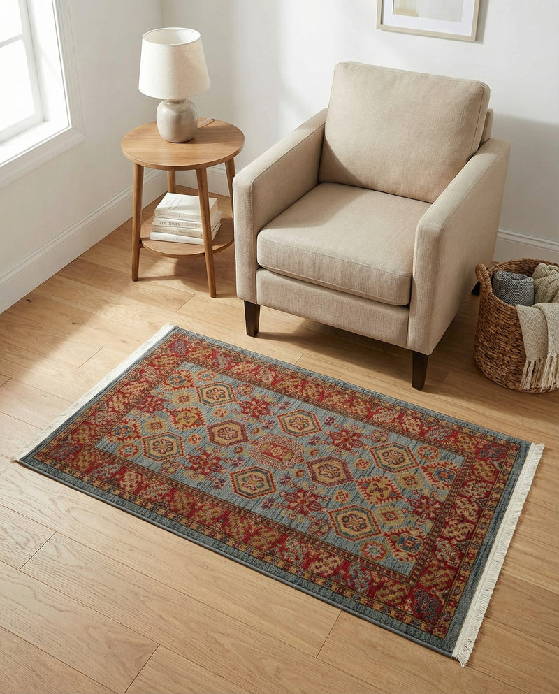 Persian Elegance Collection Area Rug -  Nain Rectangle Light Blue  lifestyle 7