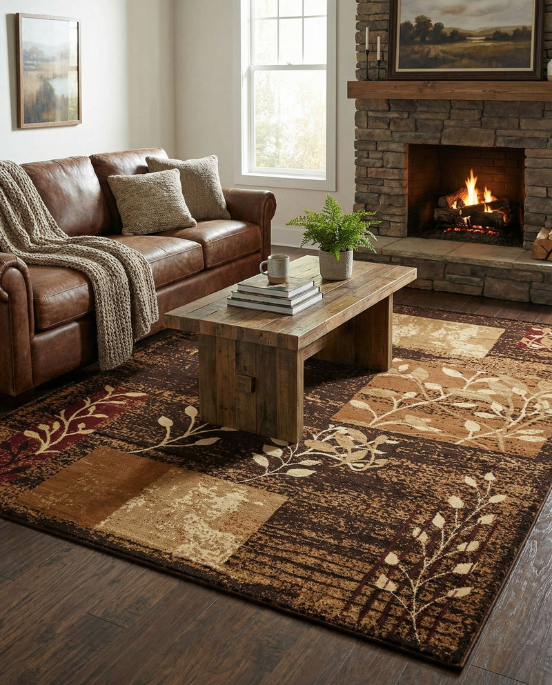 Bistro Lounge Collection Area Rug -  Affogato Rectangle Brown  lifestyle 45