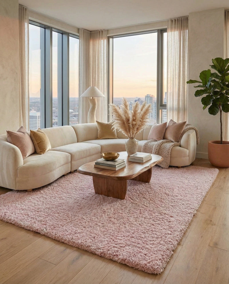 Eternal Plush Oasis Collection Area Rug -  Tranquility (Pink Lace) Rectangle Pink Lace  lifestyle 15