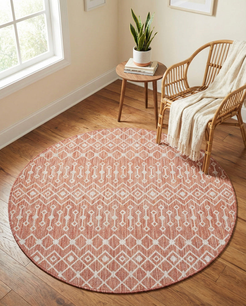 Savannah Pergola Collection Area Rug -  Pergola (Rust Red) Round Rust Red  lifestyle 58