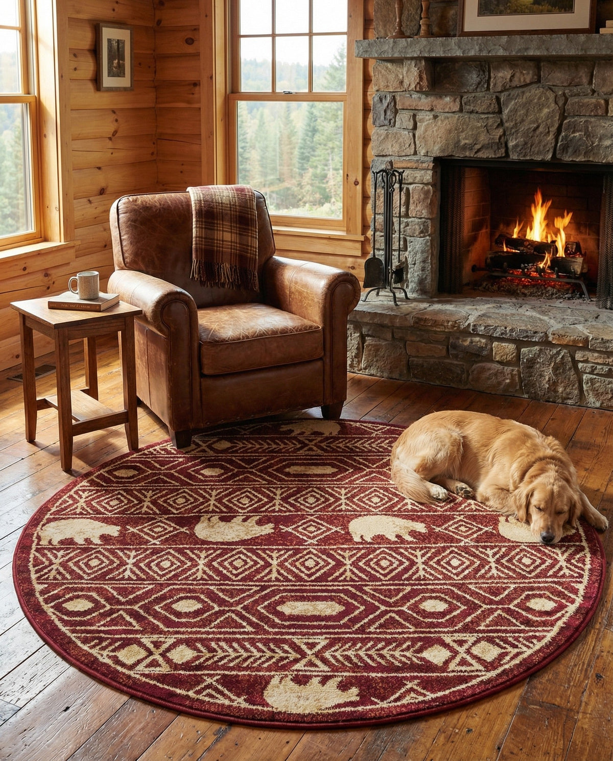 Frontier Trails Collection Area Rug -  Sedona Round Red  lifestyle 145