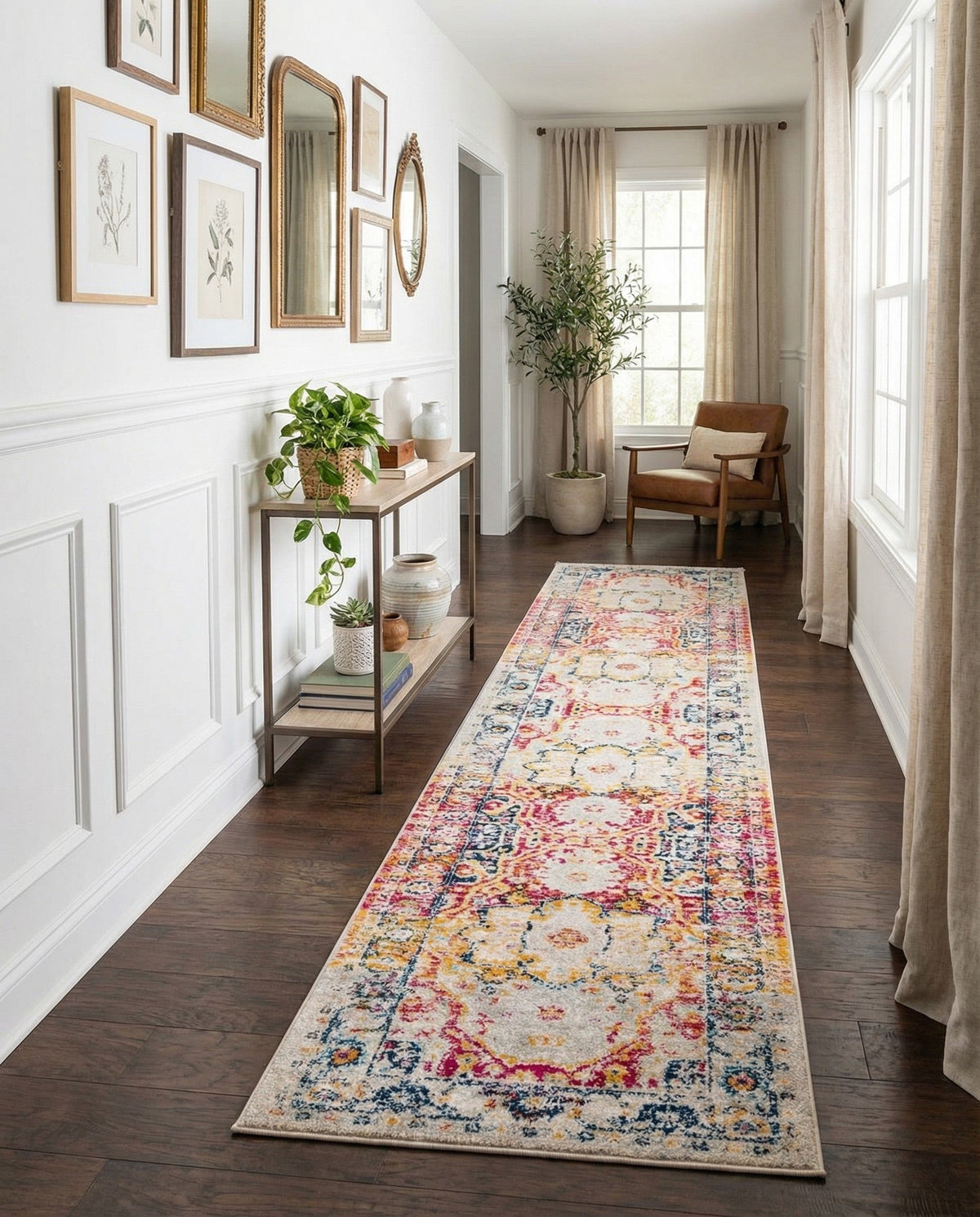 Parisian Elegance Collection Area Rug - Versailles (Pink Gray) Runner Pink Gray  lifestyle 85
