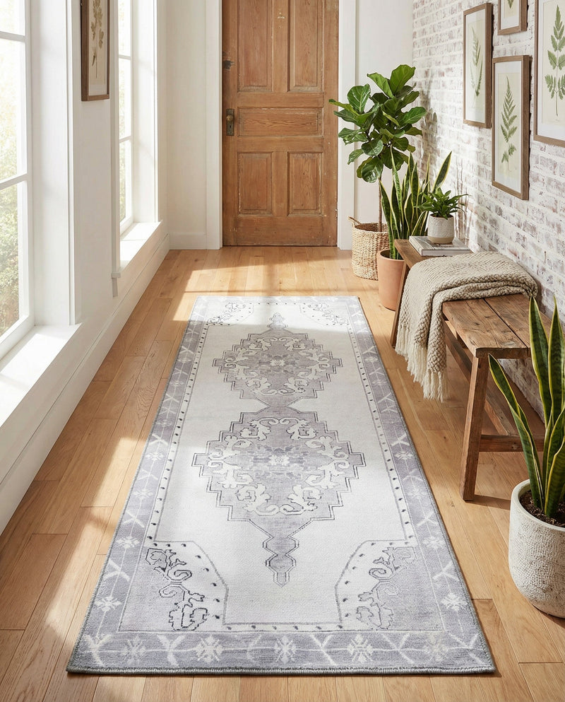 Heritage Elegance Collection Area Rug -  Winterthur (white Gray) Runner white Gray  lifestyle 49