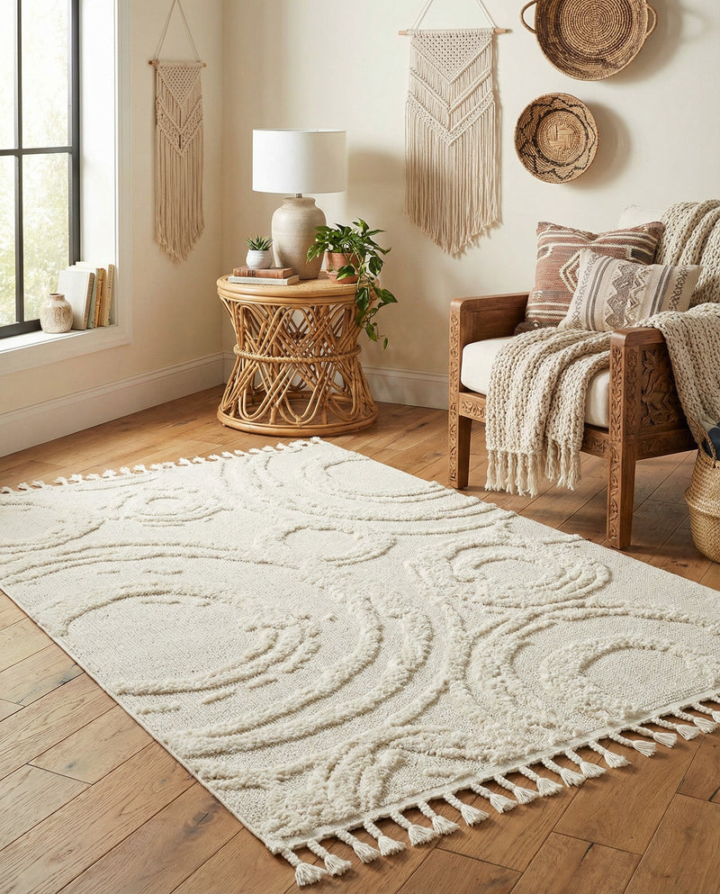 Sahara Chic Collection Area Rug -  Nubia Rectangle Ivory  lifestyle 11