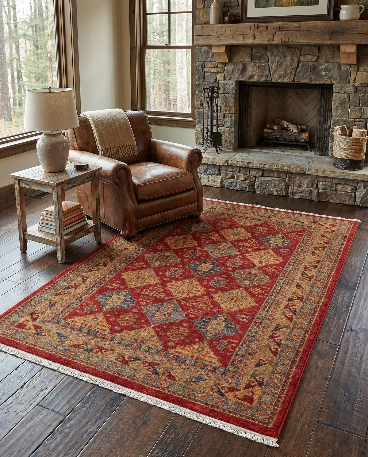 Persian Elegance Collection Area Rug -  Tabriz Rectangle Red  lifestyle 15