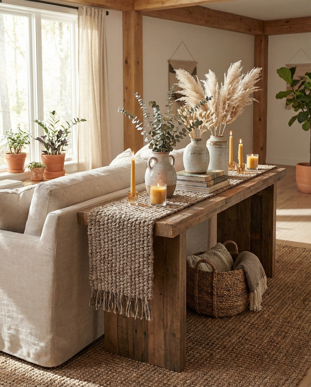 Savannah Jute Collection Area Rug - Seashore Table Runner Gray  lifestyle 179
